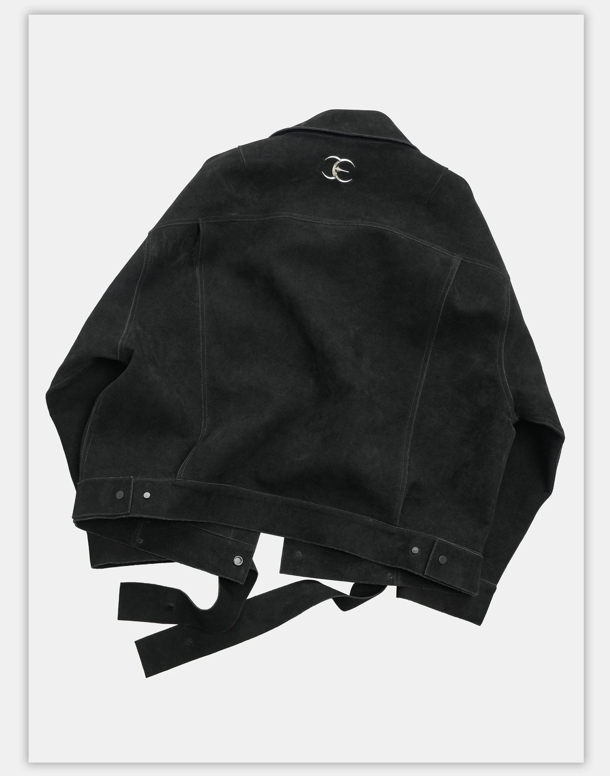 Oversized Raglan Suede Ribbon Jacket