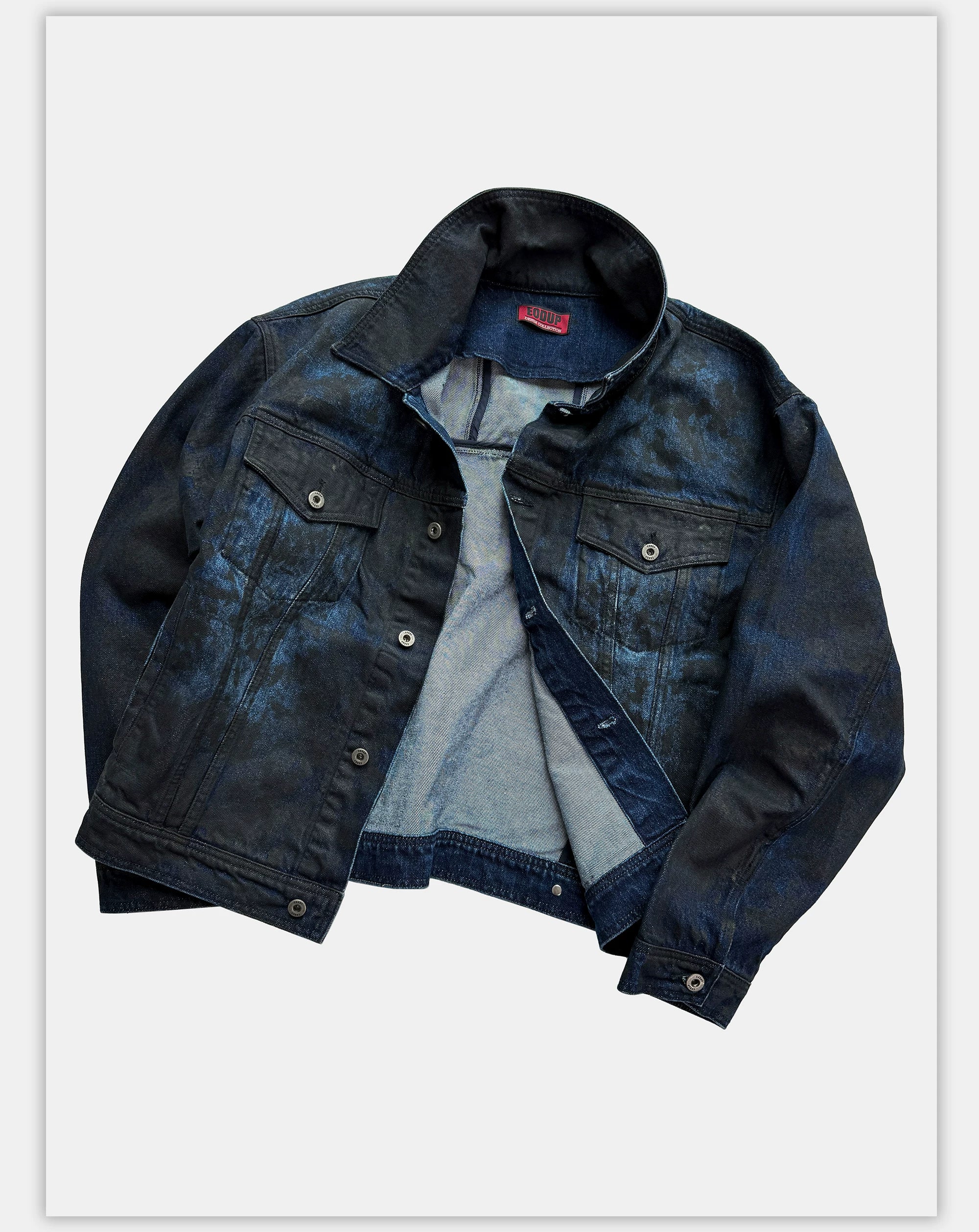Distressed Ice Blue Ombre Denim Jacket