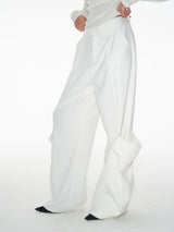 Dual Pocket Pleated Straight Flared Pants