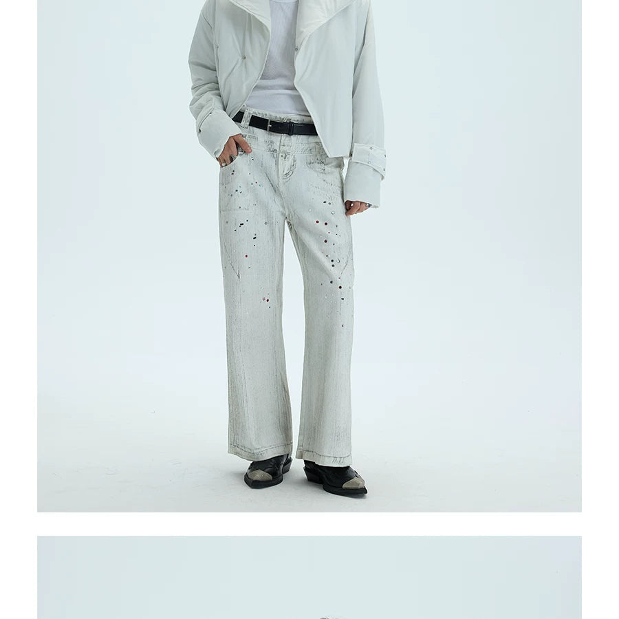 Two-Tone Single-Button Split Turtleneck Down Coat