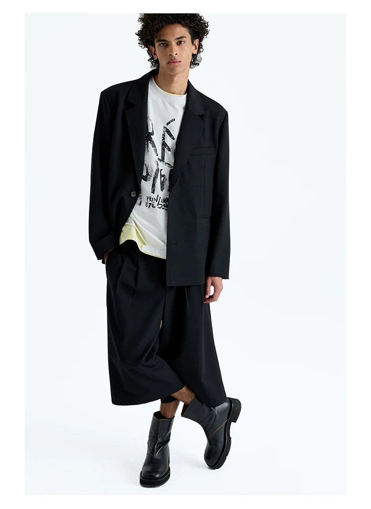 Merino Wool Raw Edge Blazer