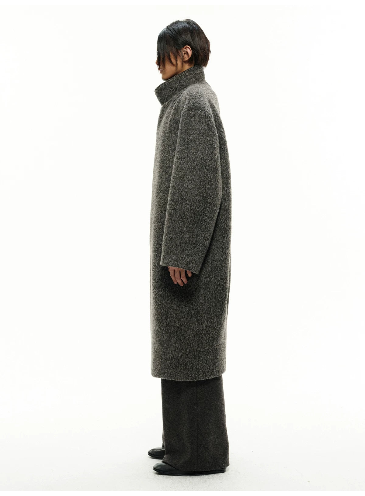 Pleated Back Wrap Cocoon Coat