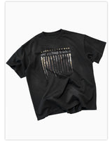 Loose Washed Black Printed Cotton Tee