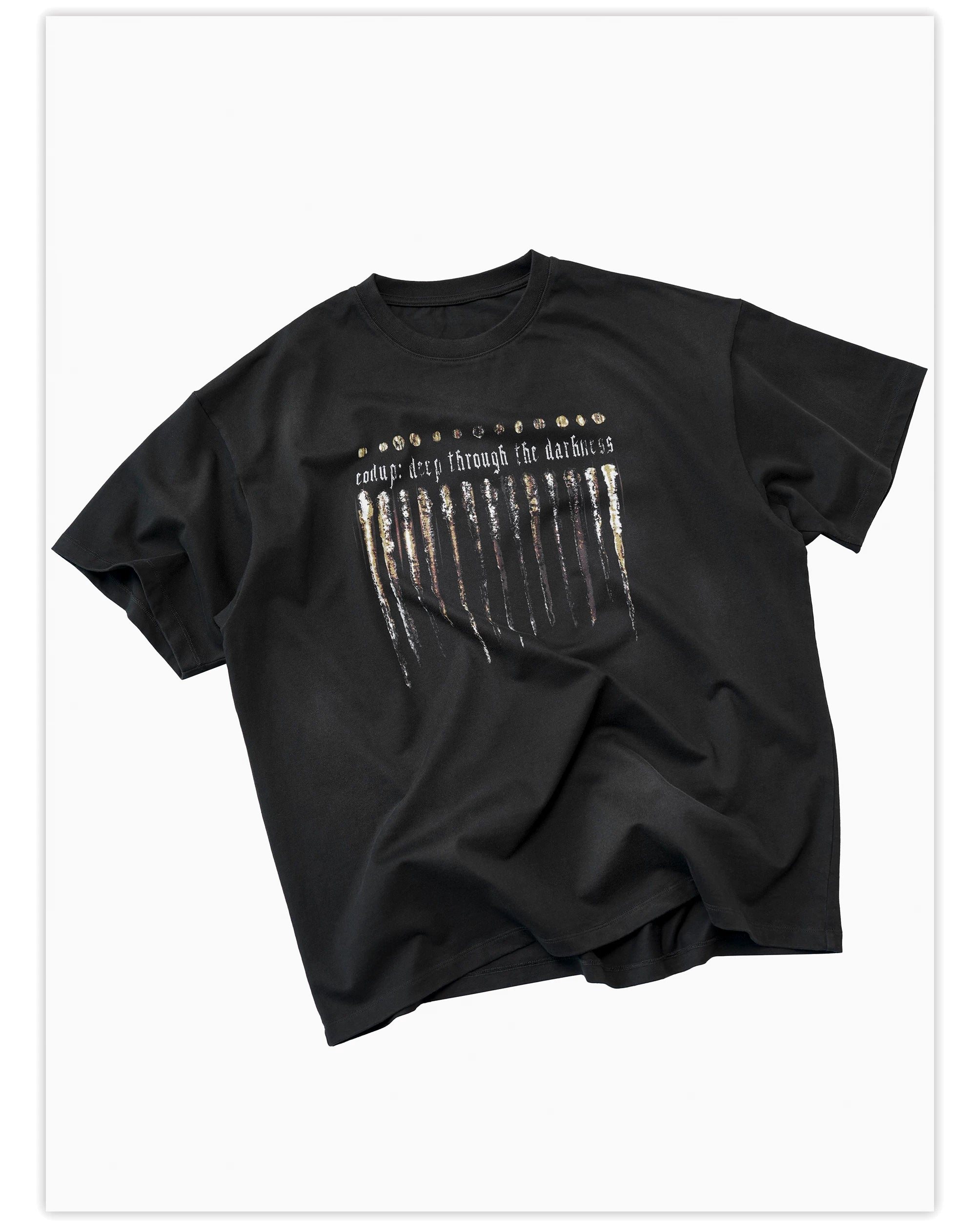 Loose Washed Black Printed Cotton Tee