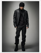 Asymmetric Wild Cowhide Leather Jacket
