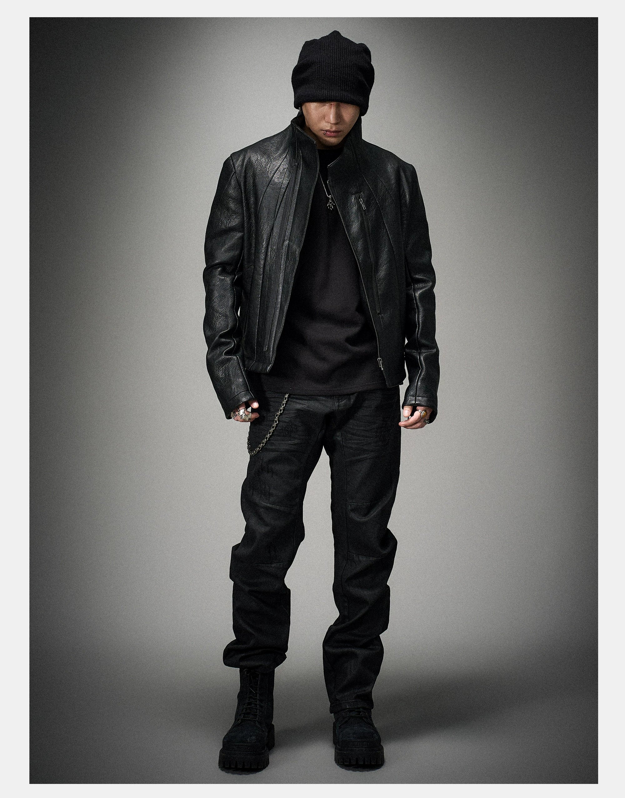 Asymmetric Wild Cowhide Leather Jacket