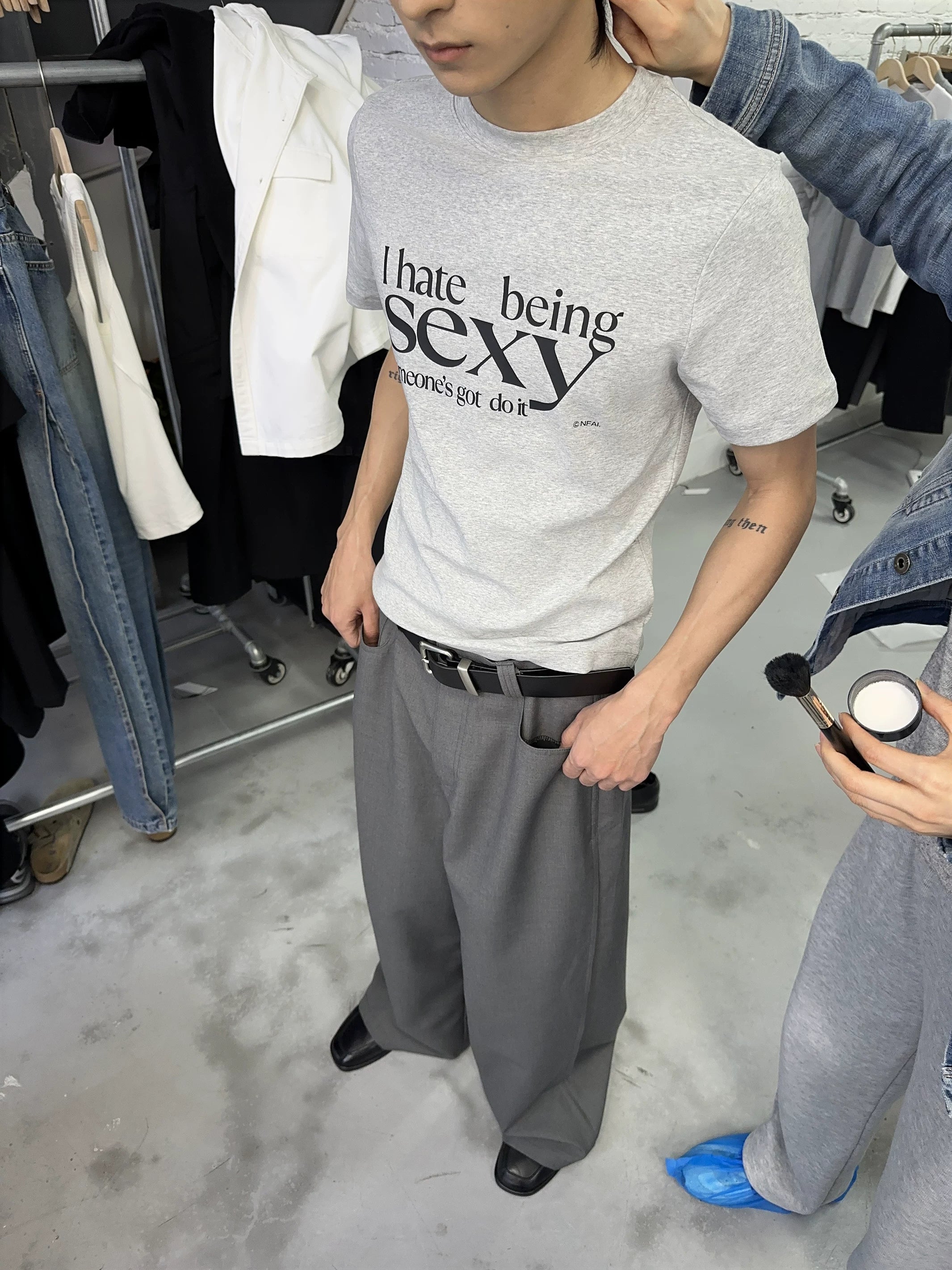 Black Gray Wide Leg Dress Pants