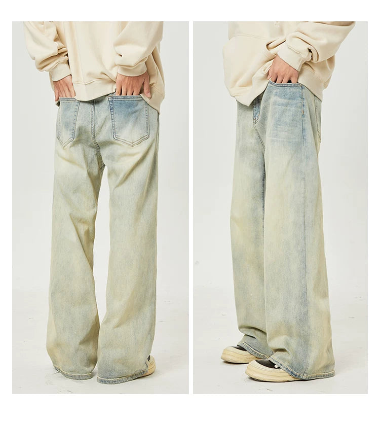 Men's Vintage Washed Loose Straight Jeans