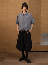 Dark Blue Striped Ruched Shirt