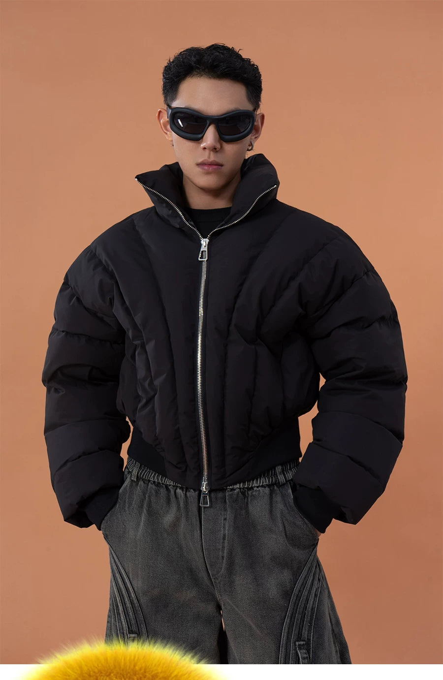 Men's Black Cropped Puffer Jacket