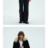 Detachable Fur Collar Fleece Hooded Coat
