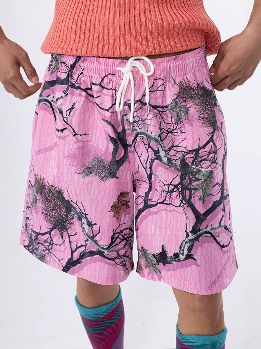 Men's Loose Drawstring Graffiti Beach Shorts