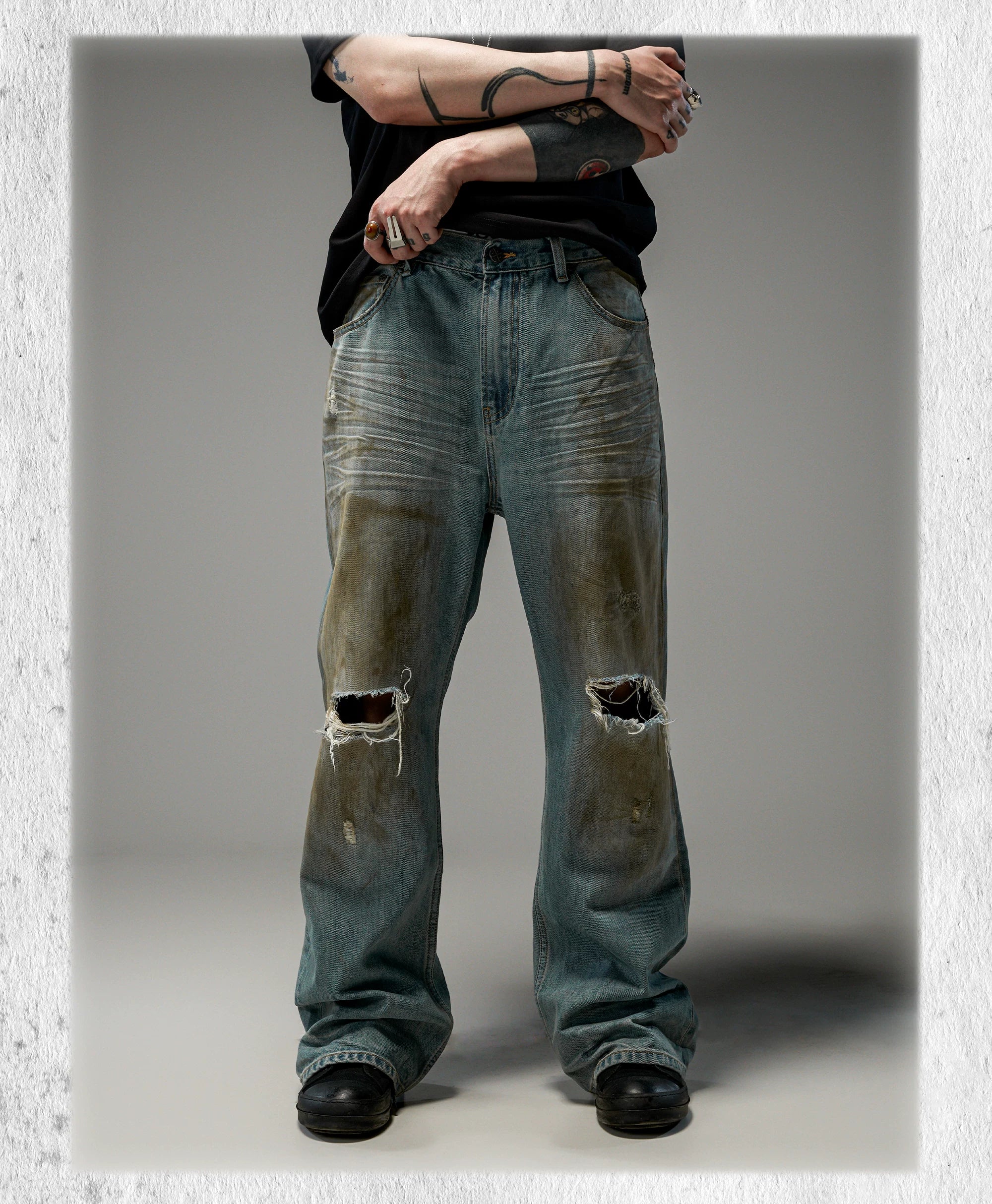 Tawny Distressed Loose Straight Jeans