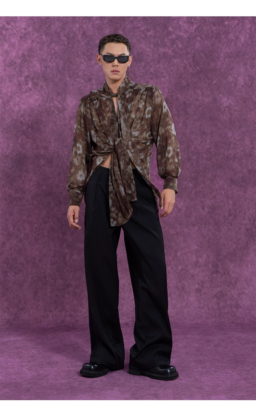 Black High Waist Men's Casual Pants