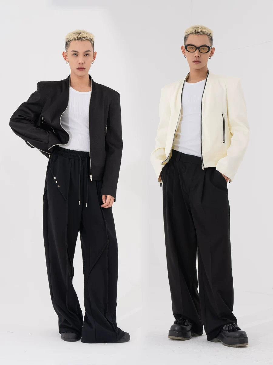 Men's Two-Tone Zip Shoulder Pad Jacket