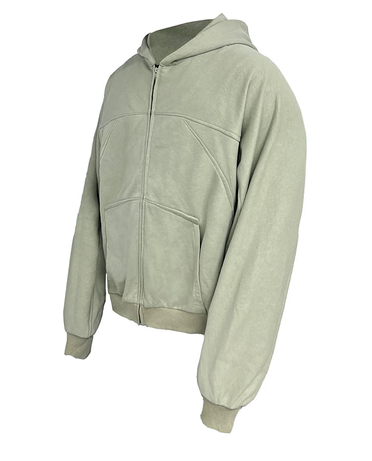 Deconstructed Boxy Fit Zip Hoodie