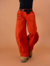 Men's Y2K Green Orange Cargo Pants