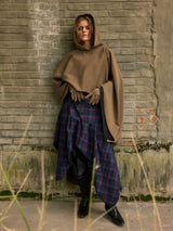 Dark Bat-Sleeve Hooded Cloak Coat