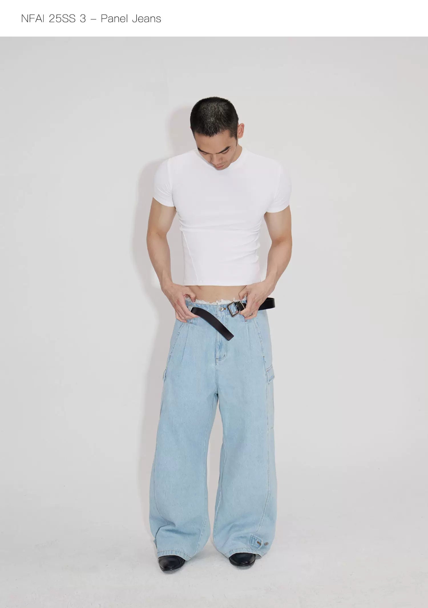 Three-Piece Raw Hem Curved Jeans