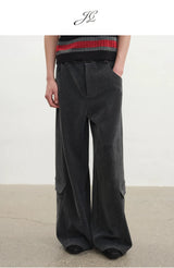 Faded Gray Side Pocket Corduroy Pants