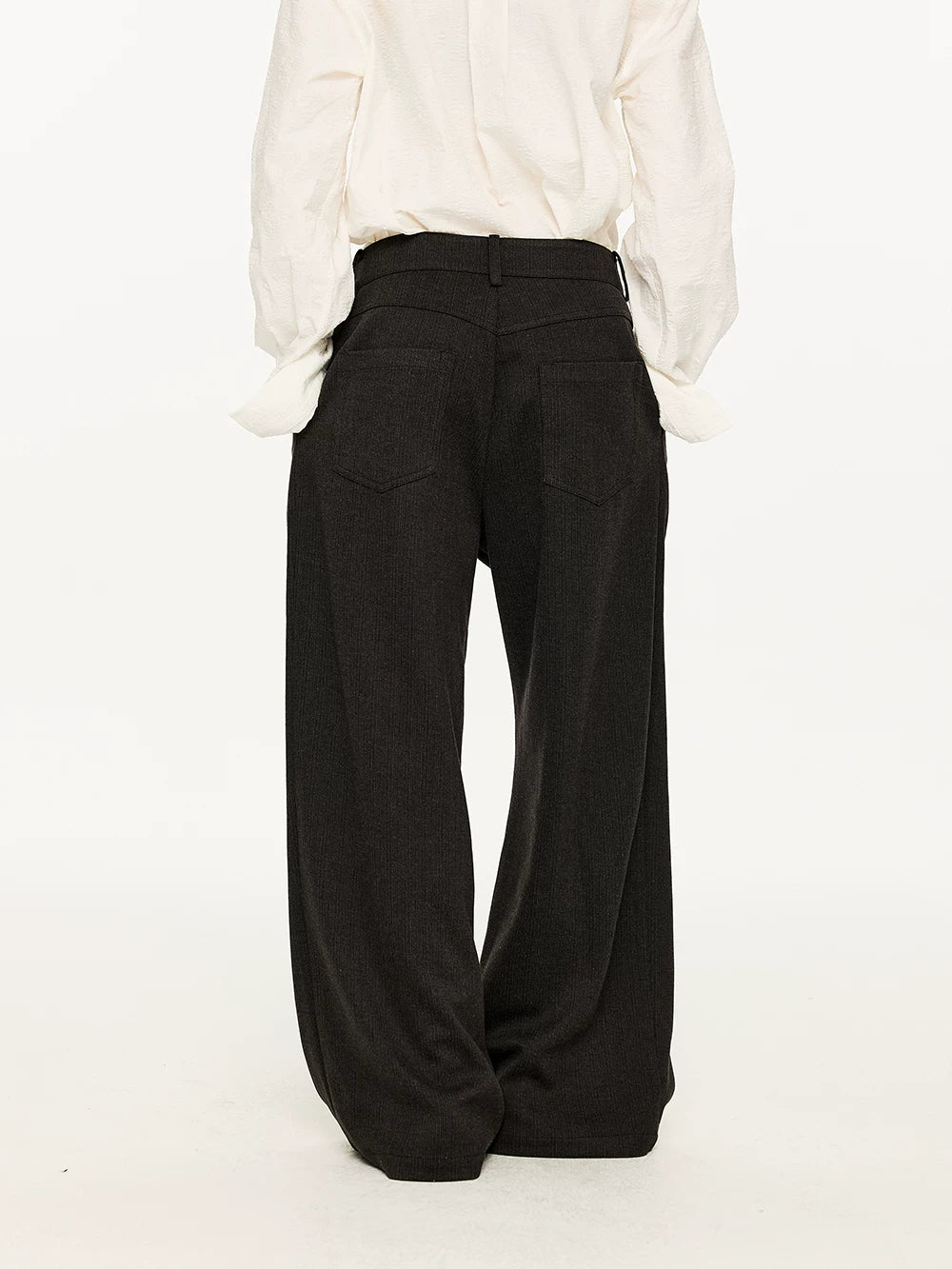 Men's Striped Pleated Straight Wool Pants