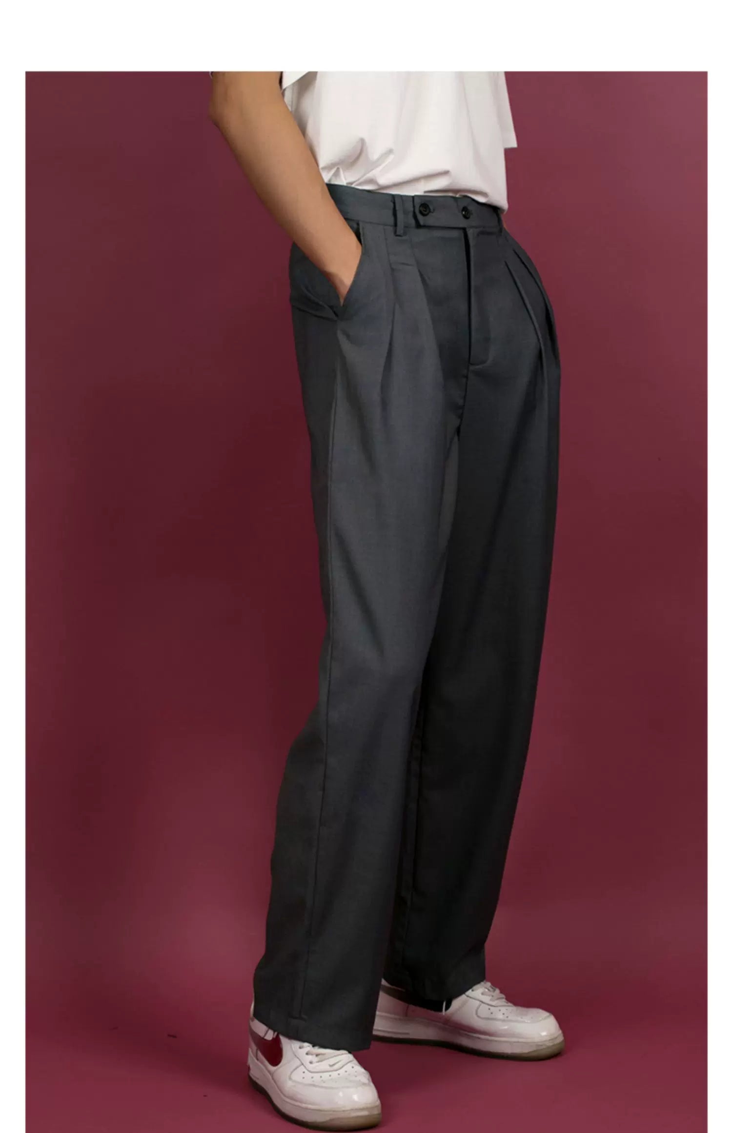 Men's Vintage Gray Wide Leg Pants