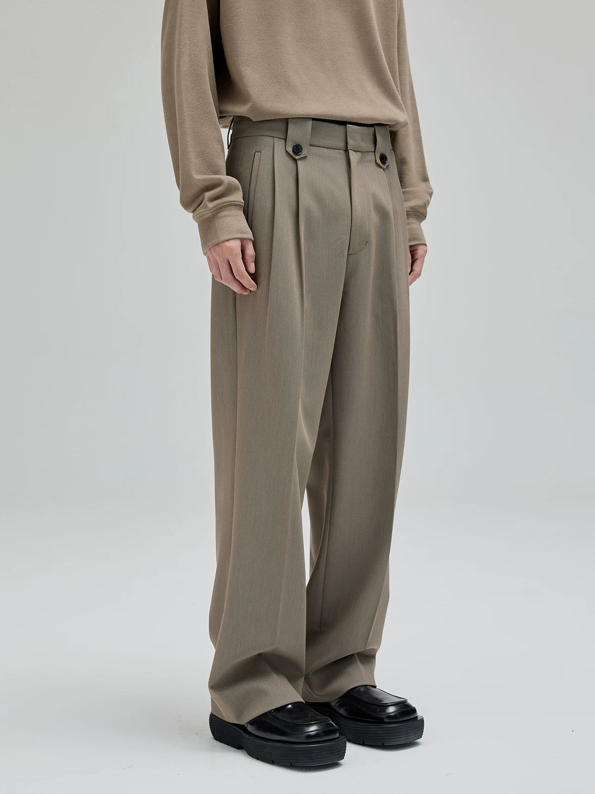 Vintage Pleated Wide Waist Casual Pants