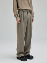 Vintage Pleated Wide Waist Casual Pants