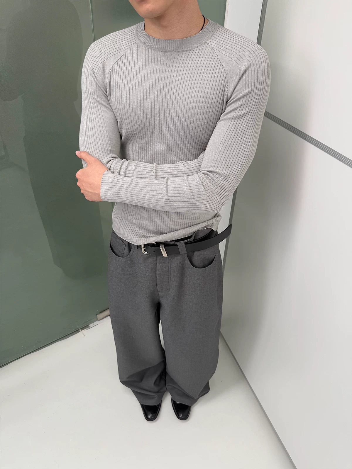 Lightweight Ribbed Knit Long Sleeve
