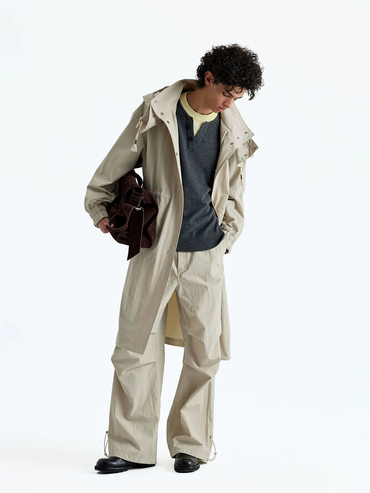 Drawstring Waist Nylon Cotton Parachute Pants