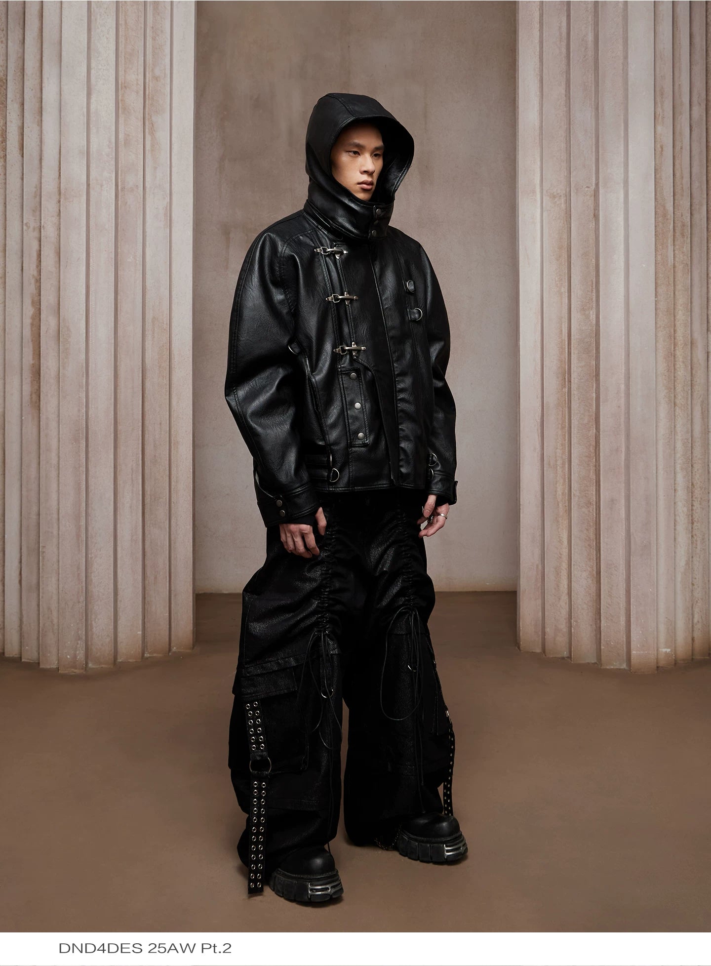 American Fur-lined Hooded Leather Biker Jacket
