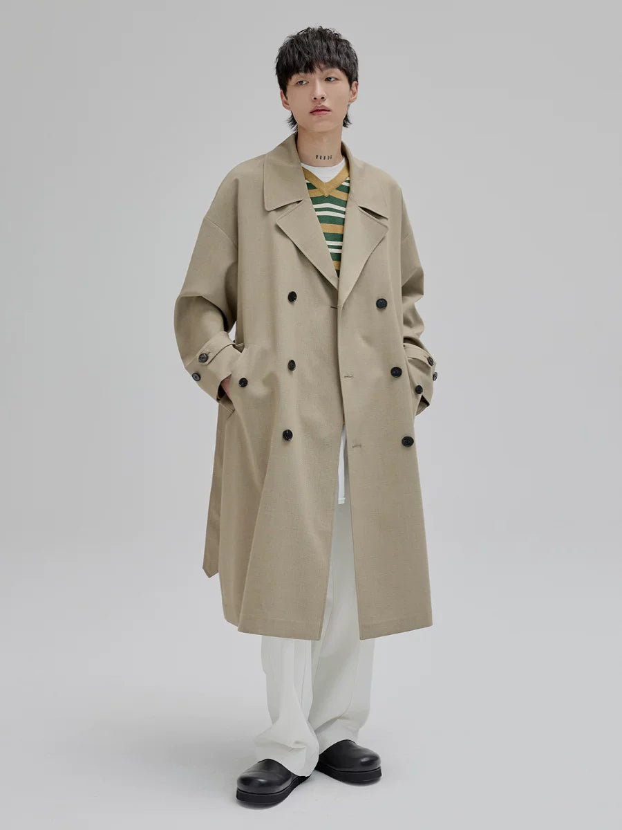 Double Breasted Long Trench Coat