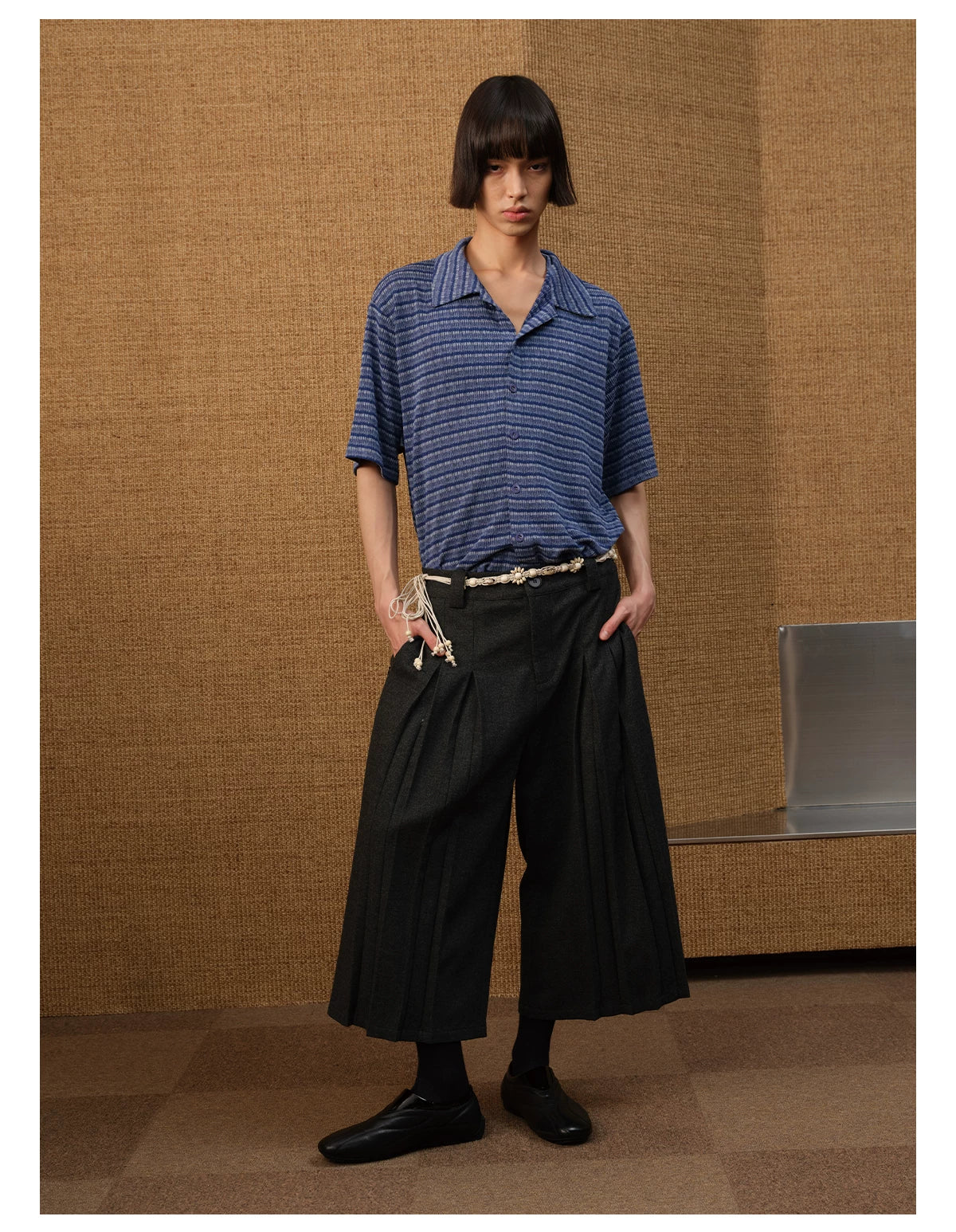 Loose Striped Knit Short-Sleeve Shirts