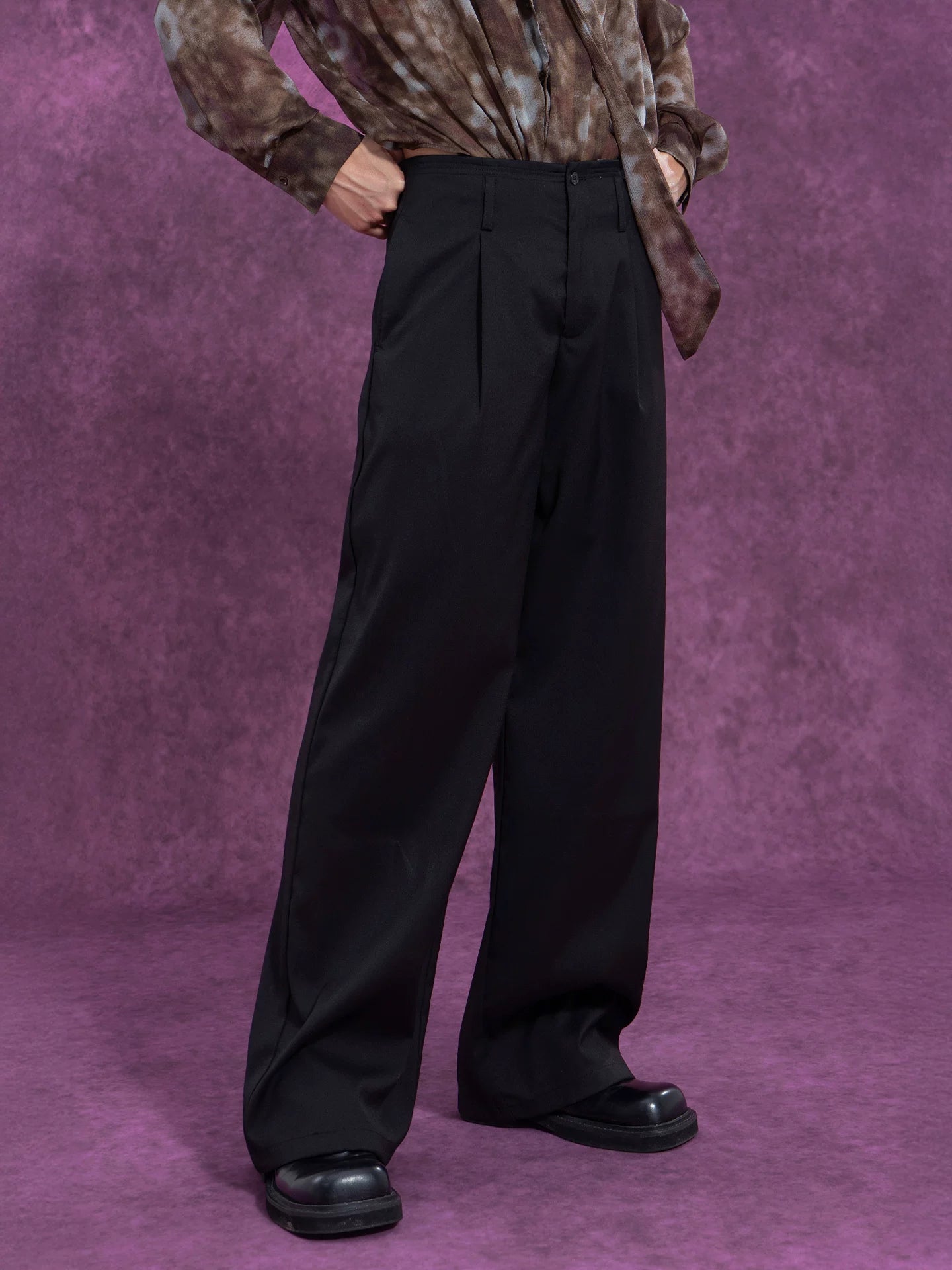 Black High Waist Men's Casual Pants