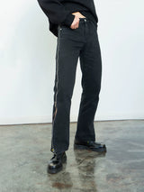 Men's Black Straight Side Zip Jeans