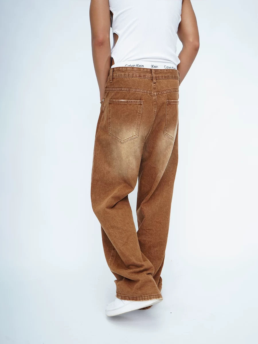 Men's Brown Vintage Wide Leg Jeans