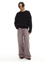 Cable Knit Cotton Drop Shoulder Sweater