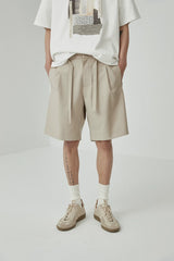 Draped Drawstring Elastic Waist Pleated Shorts