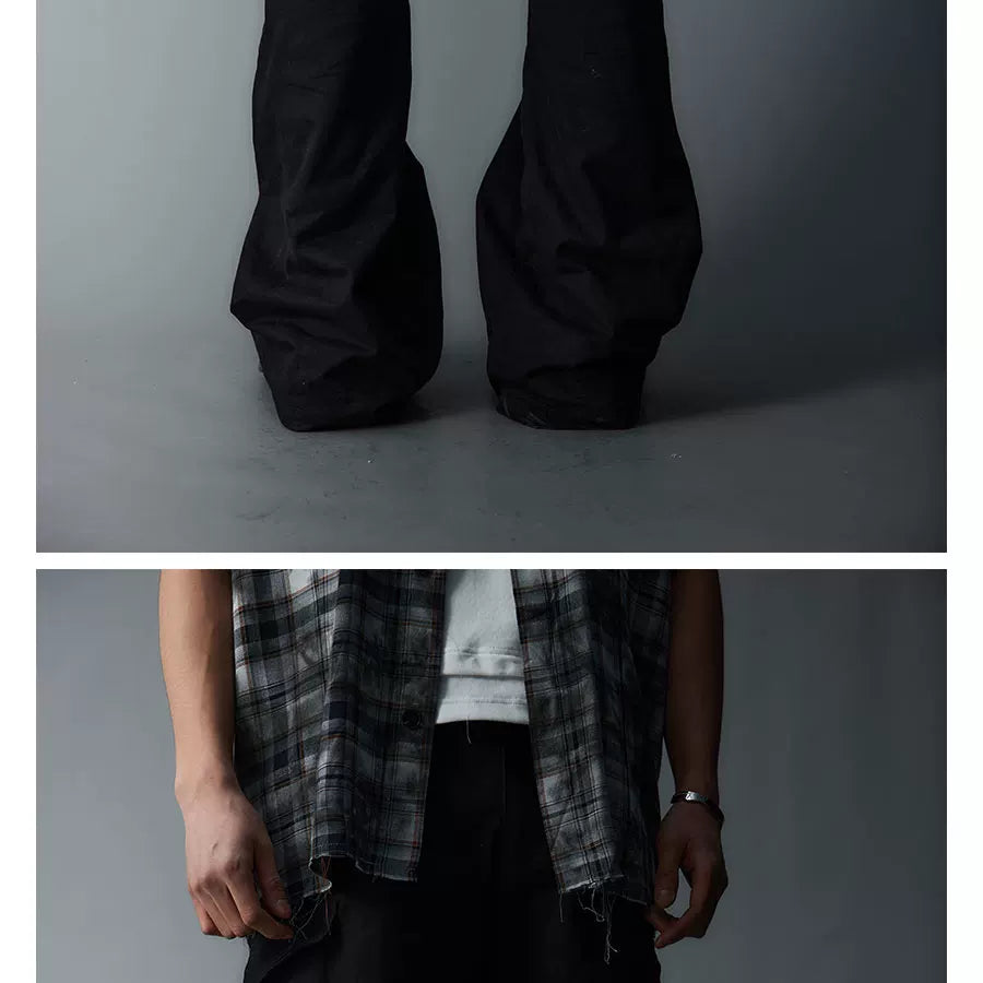Adjustable Zipper Flared Baggy Cargo Pants