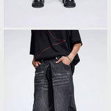 Special Waistband Tailored Washed Denim Shorts