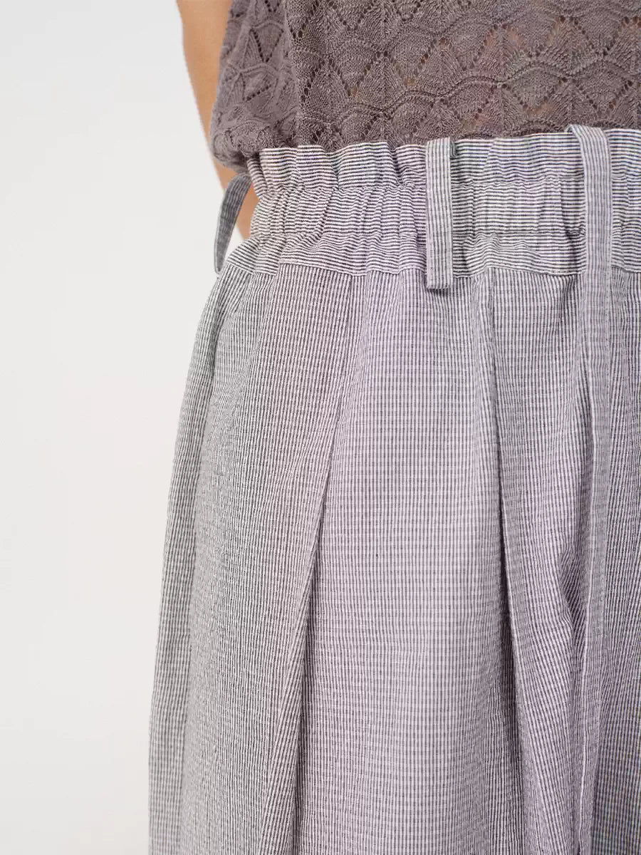 Pleated Plaid Capri Pants