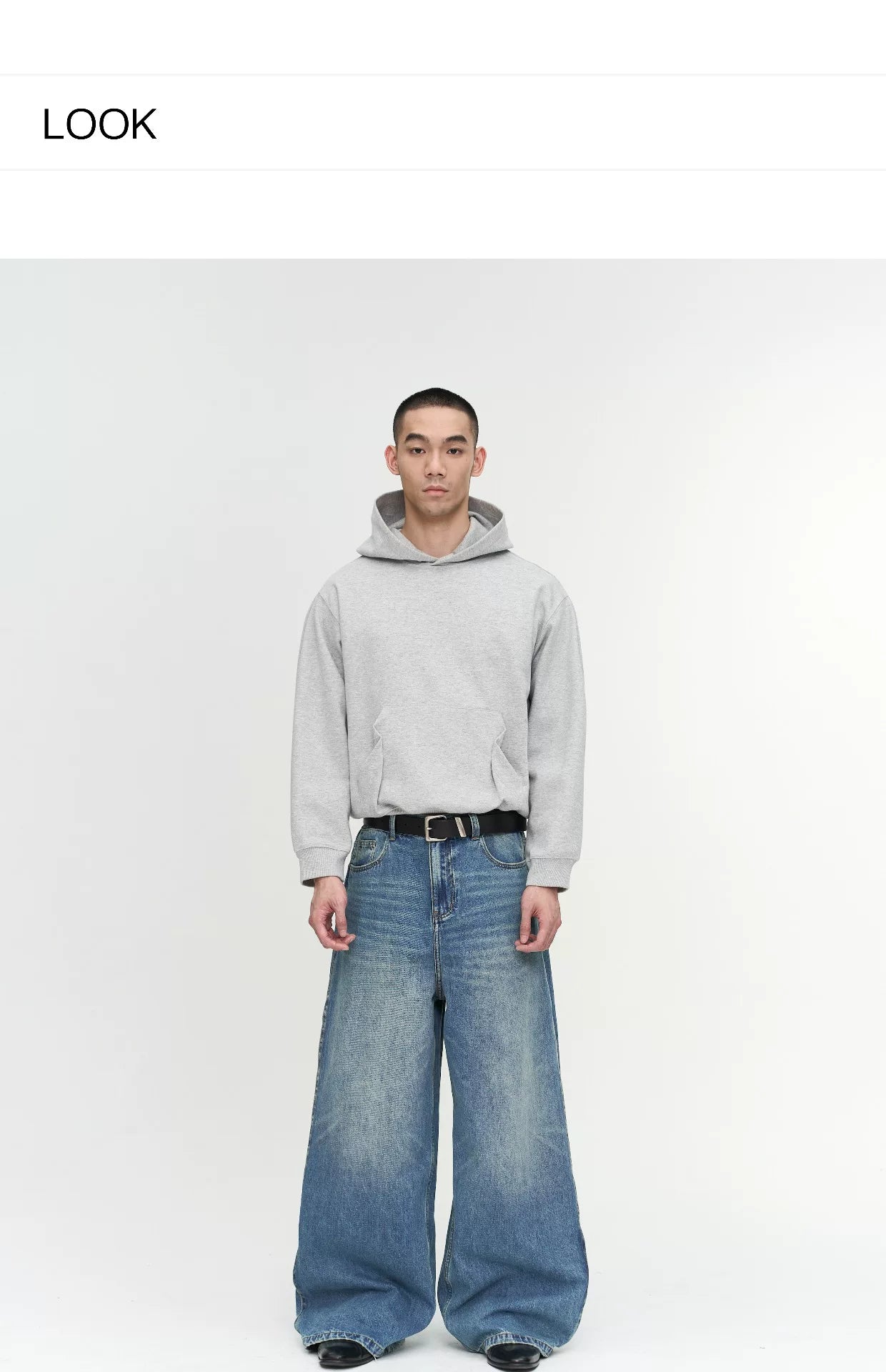 Wide Leg Cuffed Washed Jeans