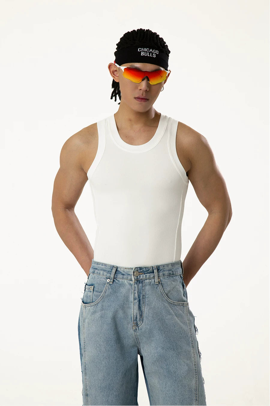 Men's Slim Ribbed Knit Workout Tank