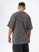 Men's Loose Gray Tie-Dye Print Tees