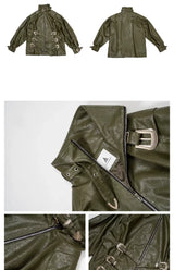 Loose Riveted Punk Leather Jacket