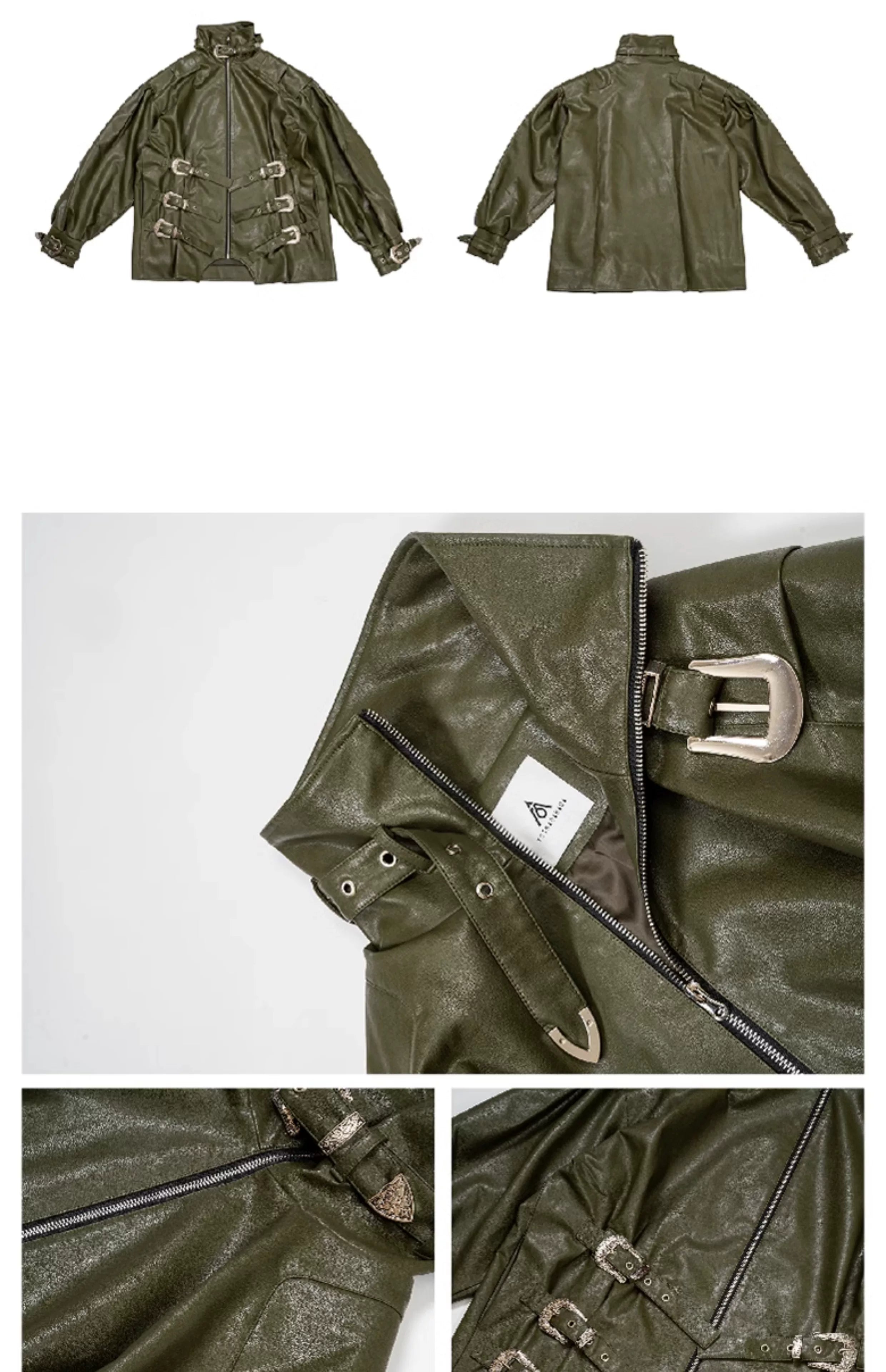 Loose Riveted Punk Leather Jacket