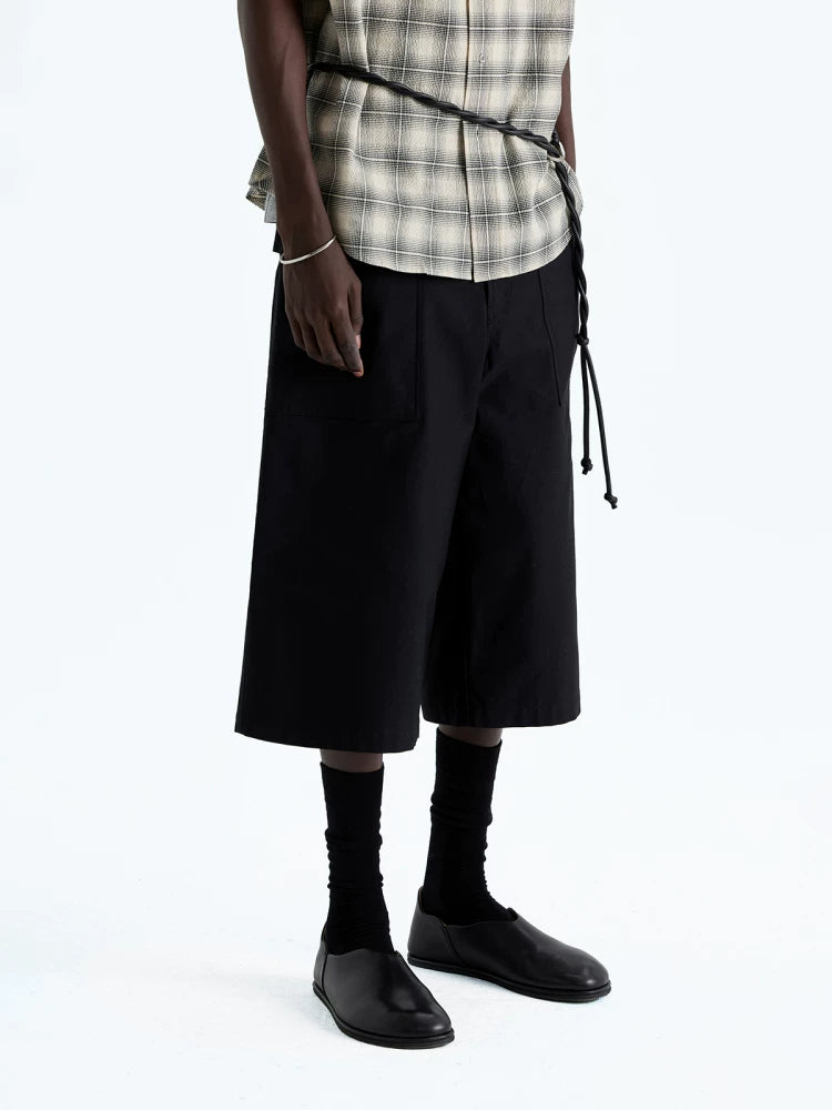 Heavy Vintage Textured Cotton Cargo Shorts