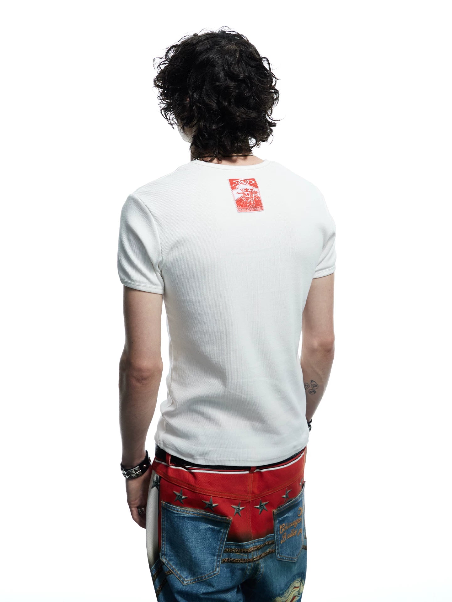 Skull Print Slim Ribbed Tee
