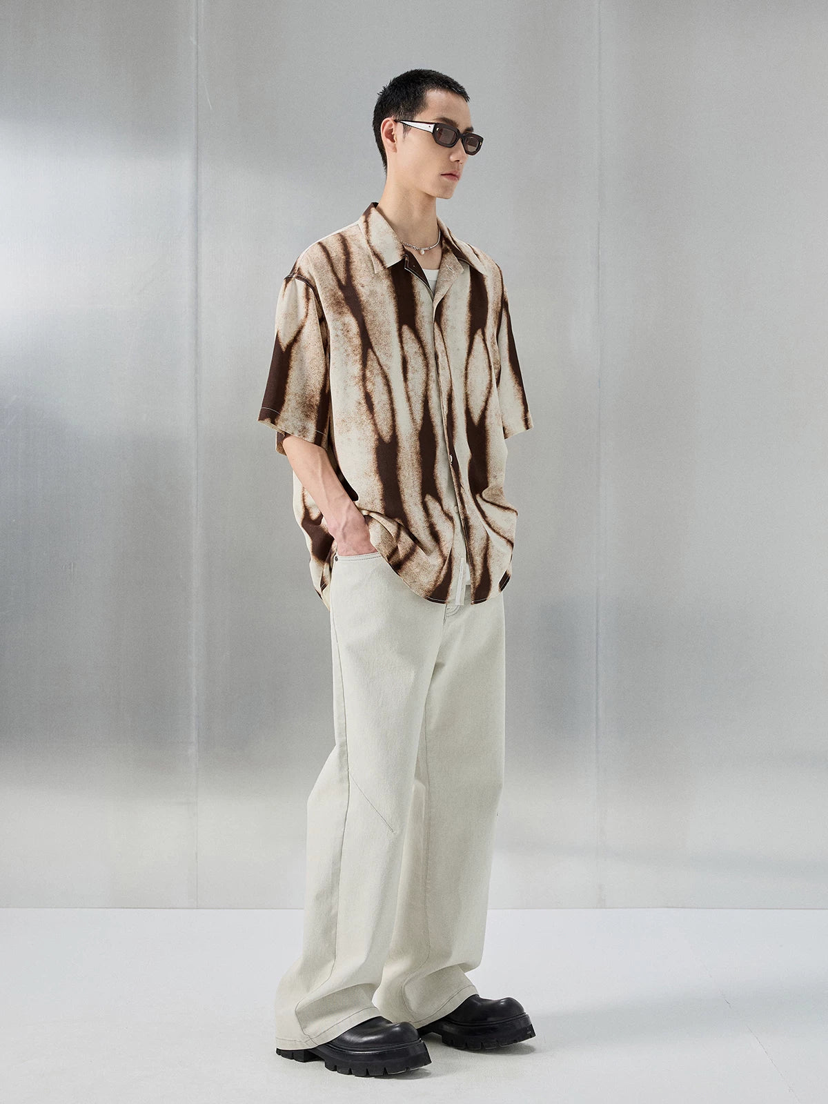 Printed Short Sleeve Cuban Collar Shirt