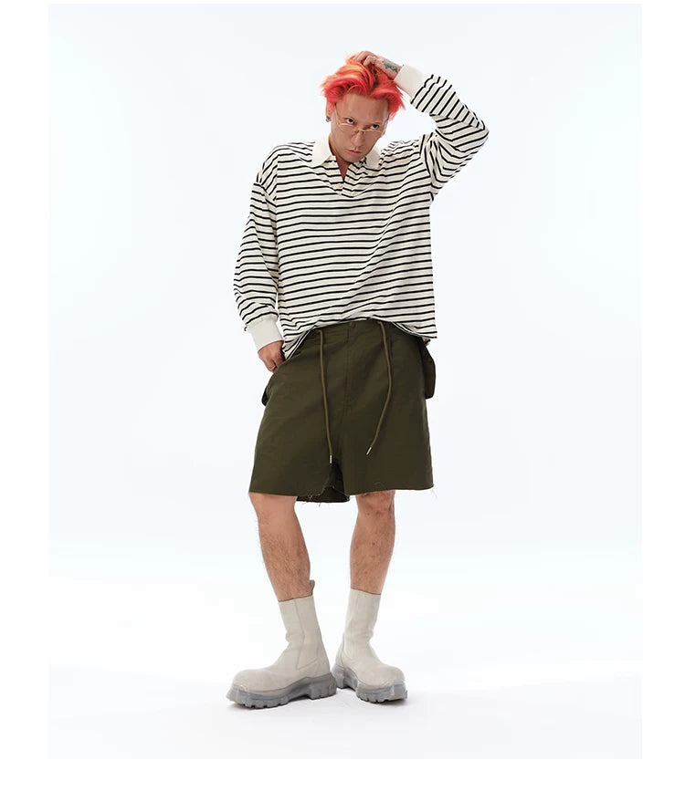 Men's Long Sleeve Striped Cotton Polo